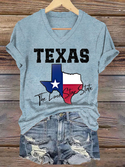 🙏💔Join us in praying for Texas.🙏Women's Texas Lone Star State Printed Short-Sleeved T-Shirt