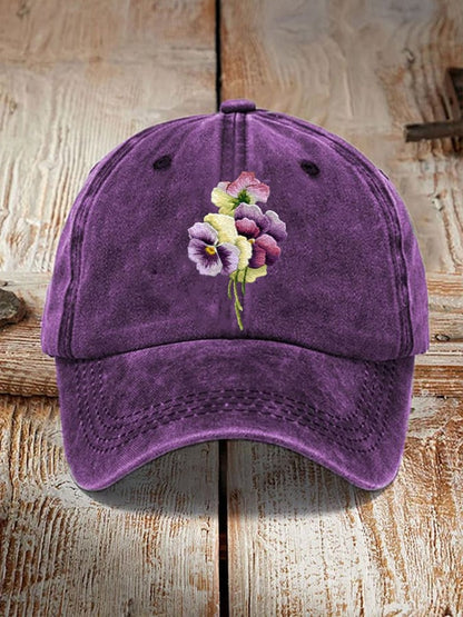 Unisex Distressed Washed Cotton Alzheimer's Awareness Printed Hat