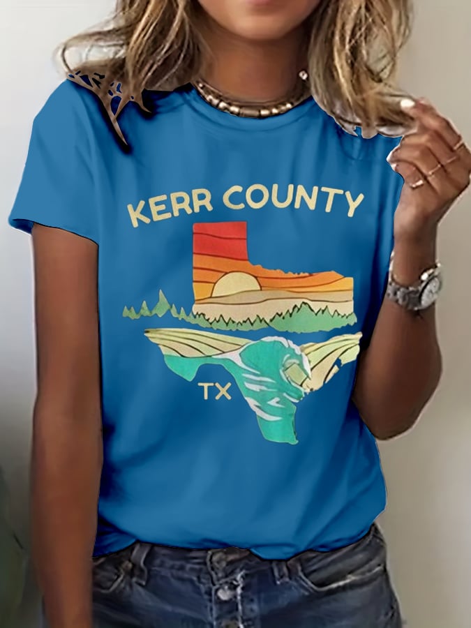 Women'sTexas Together Rising Above The Waters Print Casual T-Shirt