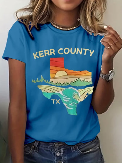 Women'sTexas Together Rising Above The Waters Print Casual T-Shirt