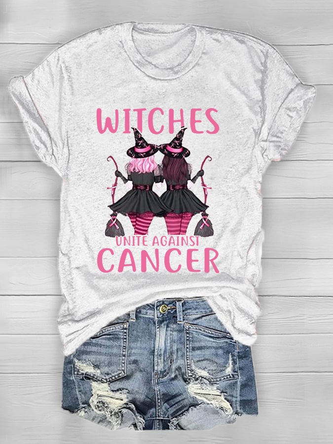 Women's Witches Unite Against Cancer Breast Cancer Awareness Tee
