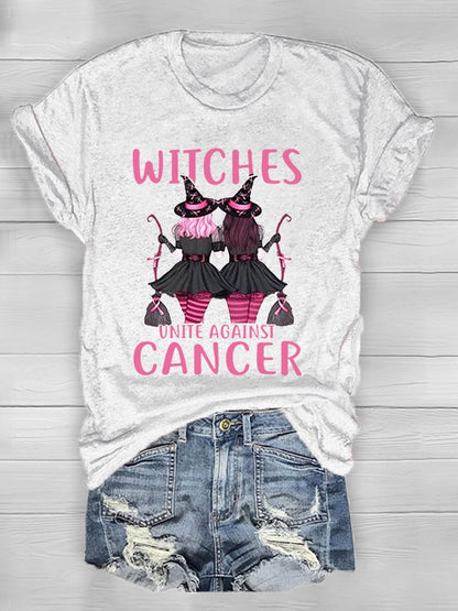 Women's Witches Unite Against Cancer Breast Cancer Awareness Tee