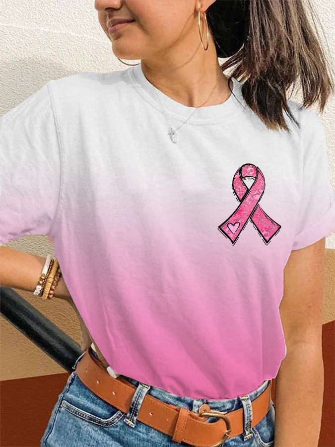 Women's Pink Ribbon Fight Breast Cancer Gradient Tee
