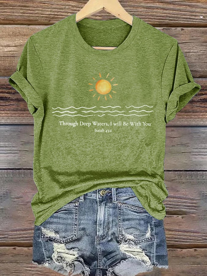 🙏💔Join us in praying for Texas.🙏Women's When You Go Through Deep Waters, I Will Be With You. Isaiah 43:2  Faith Printed T-Shirts