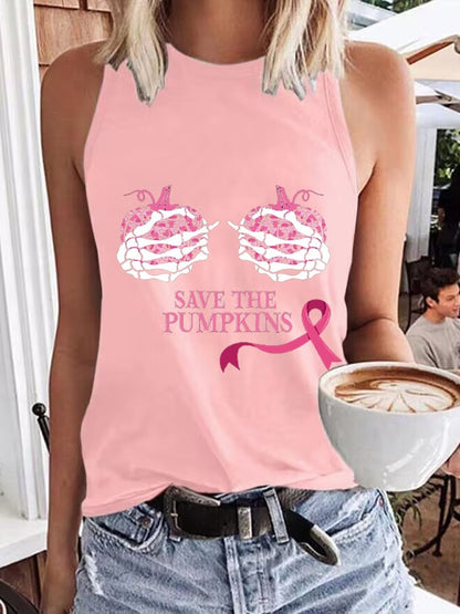 Women's Save The Pumpkins Breast Cancer Awareness Print Tank Top