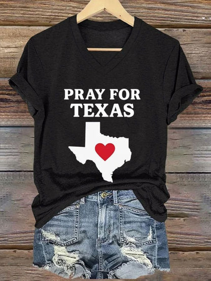 🙏💔Join us in praying for Texas.🙏Women's Pray For Texas Print T-shirt