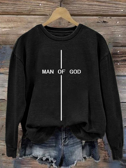 Women's Man Of God Printed Crew Neck Sweatshirt