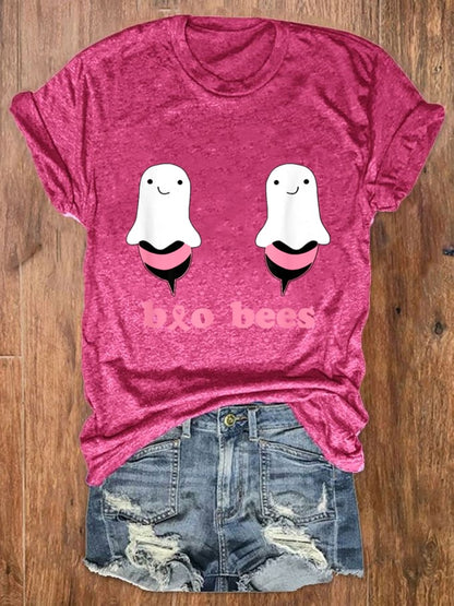 Women's Boo Bees Breast Cancer Awareness Print T-Shirt