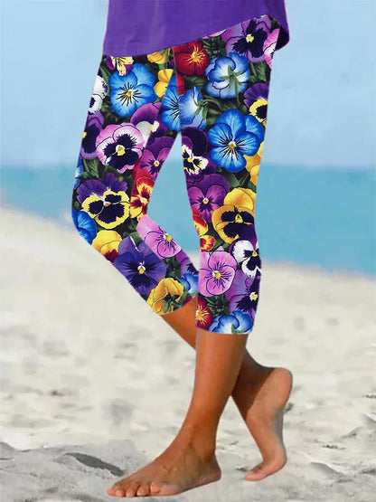 Women's Alzheimer's Forget-Not Floral Design Printed Leggings