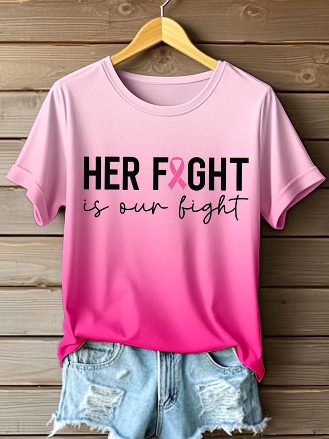 Women's Breast Cancer Print T-shirt