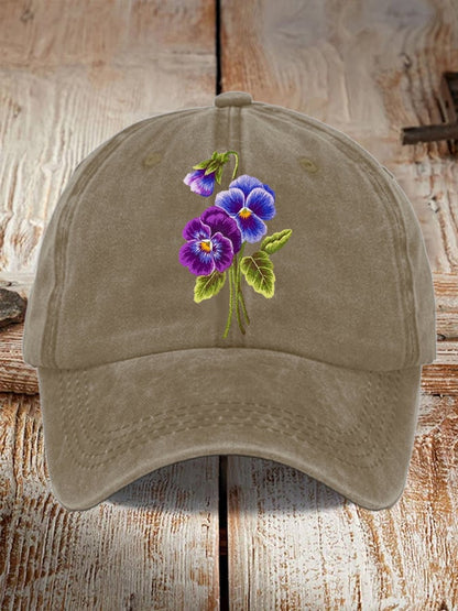 Unisex Distressed Washed Cotton Alzheimer's Awareness Printed Hat