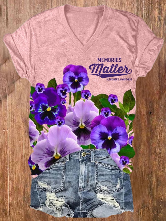 Women's Memories Matter Alzheimer'S Awareness Print T-shirt