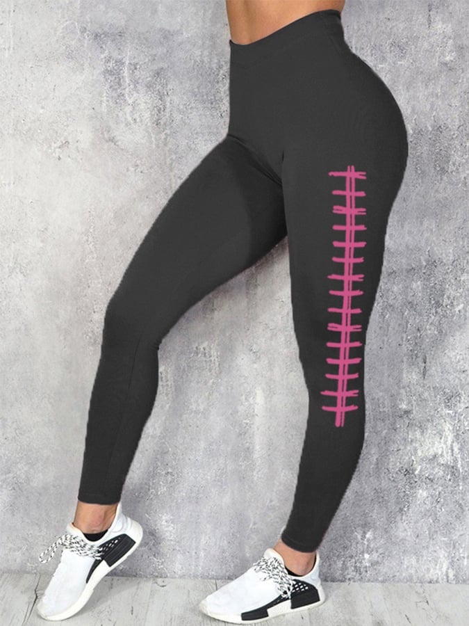 Women's Breast Cancer Awareness Pink Football Print Leggings