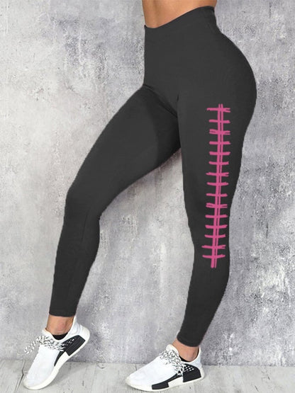 Women's Breast Cancer Awareness Pink Football Print Leggings
