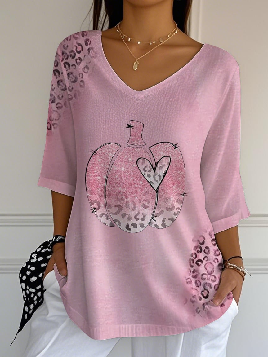 Women's October We Wear Pink Breast Cancer Print T-shirt