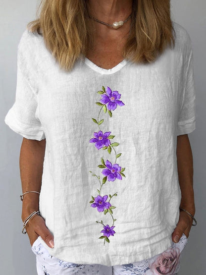 Women's Purple Flower Alzheimer's Awareness Support Shirt