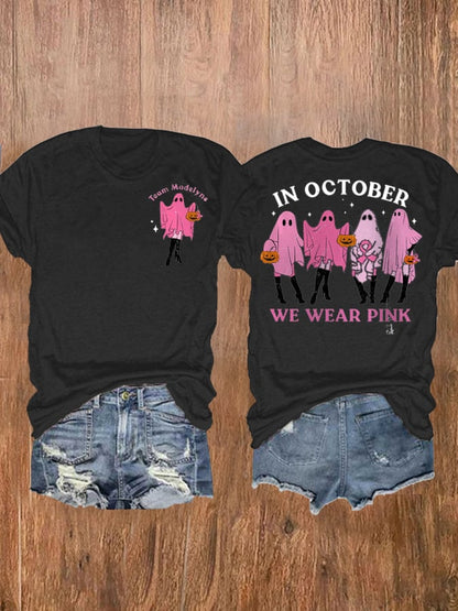 Women's In October We Wear Pink Ghost  T-Shirt
