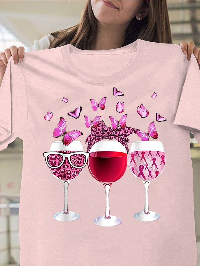 Women's Breast Cancer Print Casual T-Shirt
