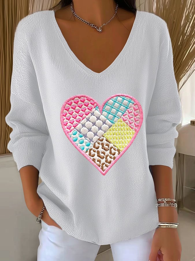 Women's Breast Cancer Awareness Pink Heart Print T-Shirt