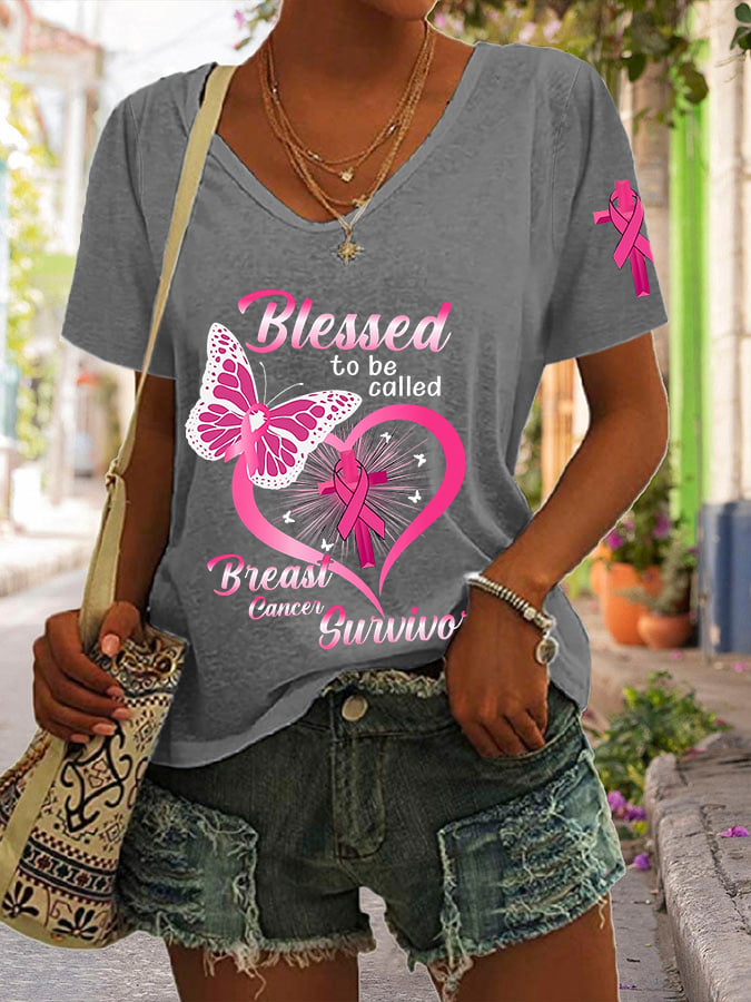 Women's Blessed to be called Breast Cancer Survivor Casual T-Shirt