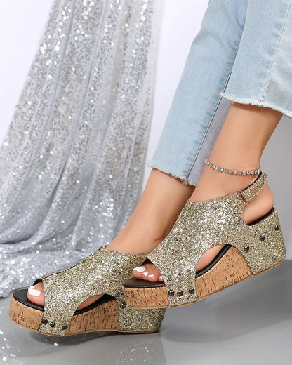 👍Last Day Promotion 70% OFF –2023 🌹Women's Summe Flag Pattern Peep Toe Wedge Sandals