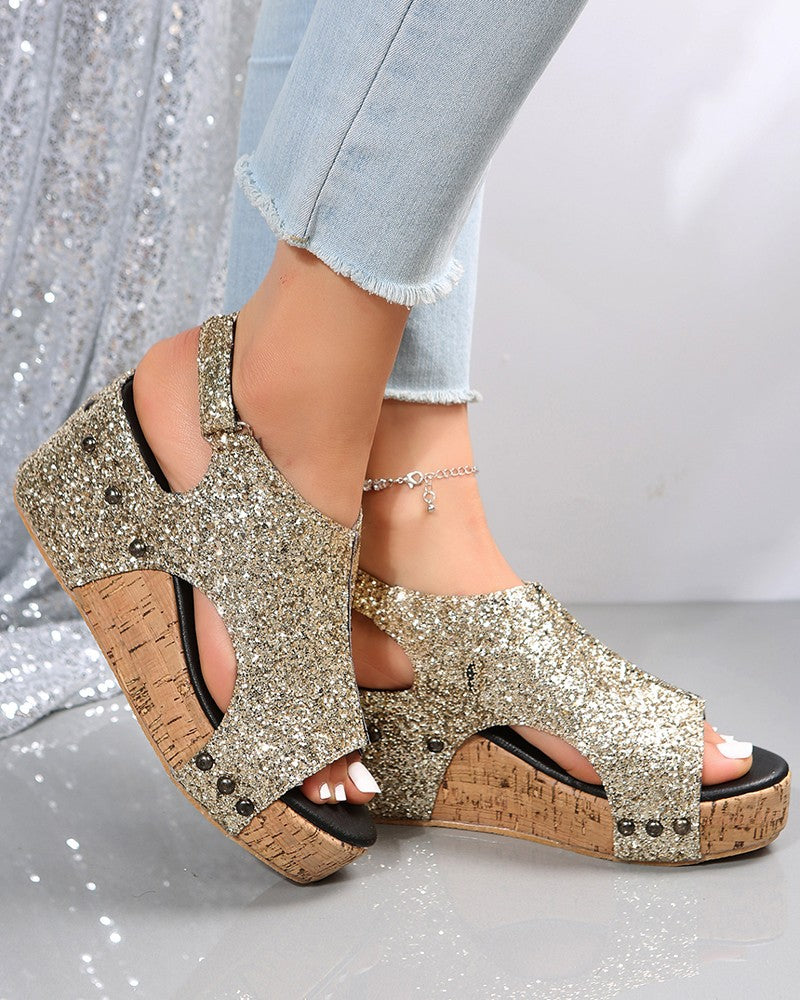 👍Last Day Promotion 70% OFF –2023 🌹Women's Summe Flag Pattern Peep Toe Wedge Sandals