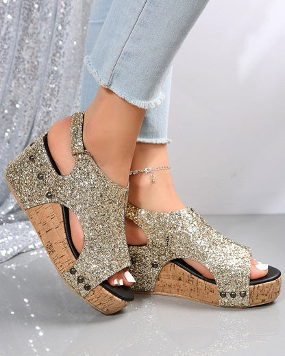 👍Last Day Promotion 70% OFF –2023 🌹Women's Summe Flag Pattern Peep Toe Wedge Sandals