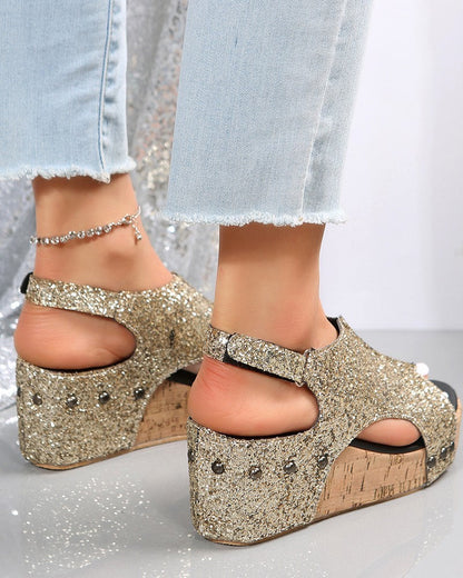 👍Last Day Promotion 70% OFF –2023 🌹Women's Summe Flag Pattern Peep Toe Wedge Sandals