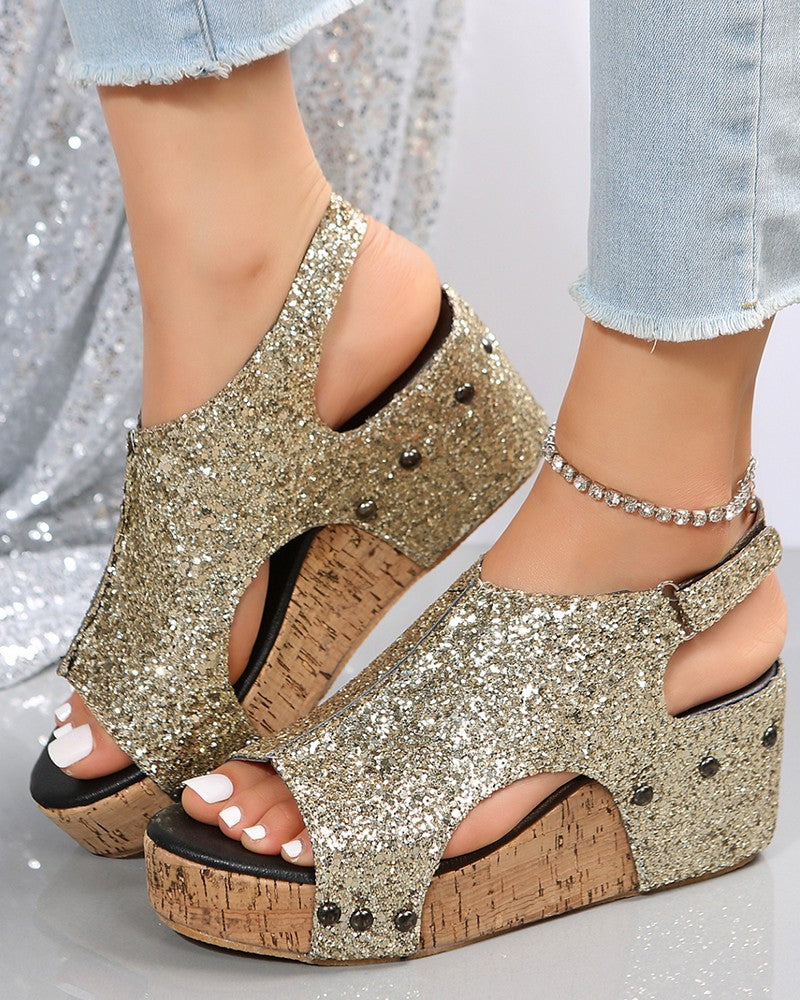 👍Last Day Promotion 70% OFF –2023 🌹Women's Summe Flag Pattern Peep Toe Wedge Sandals