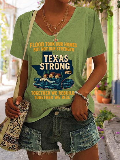 🙏💔Join us in praying for Texas.🙏Women's Flood Took Our Homes But Not Our Strength Together We Rebuild Together We Rise Print T-Shirt
