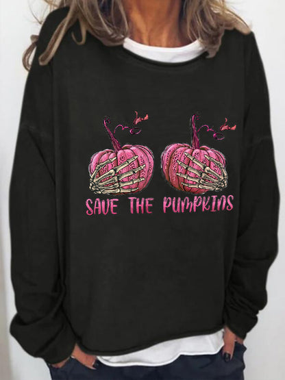 Women's Save The Pumpkins Breast Cancer Awareness Print Top