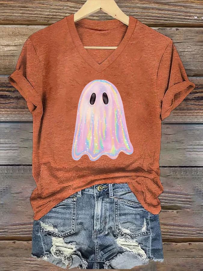 Women's Halloween Ghost Print T-Shirt