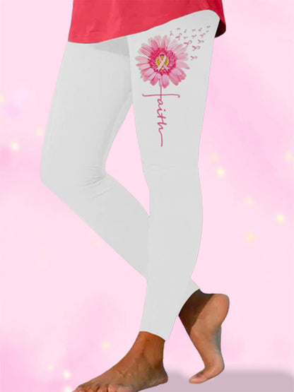 Women's Breast Cancer Awareness Pink Ribbon Print Leggings
