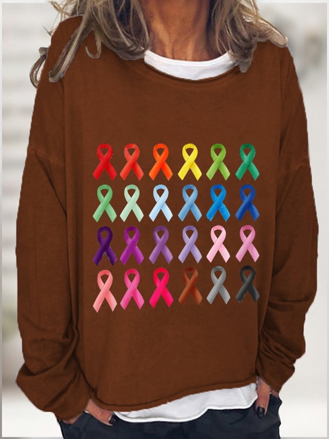 Women's Fight Cancer In All Colors Ribbon Sweatshirt