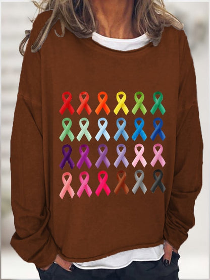 Women's Fight Cancer In All Colors Ribbon Sweatshirt