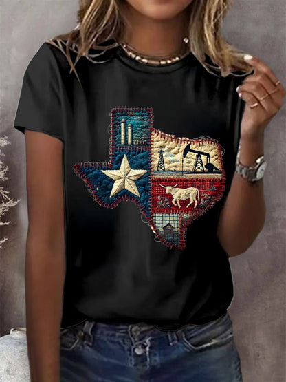 🙏💔Join us in praying for Texas.🙏Women's Texas The Lone Star State Printed Short-Sleeved T-Shirt