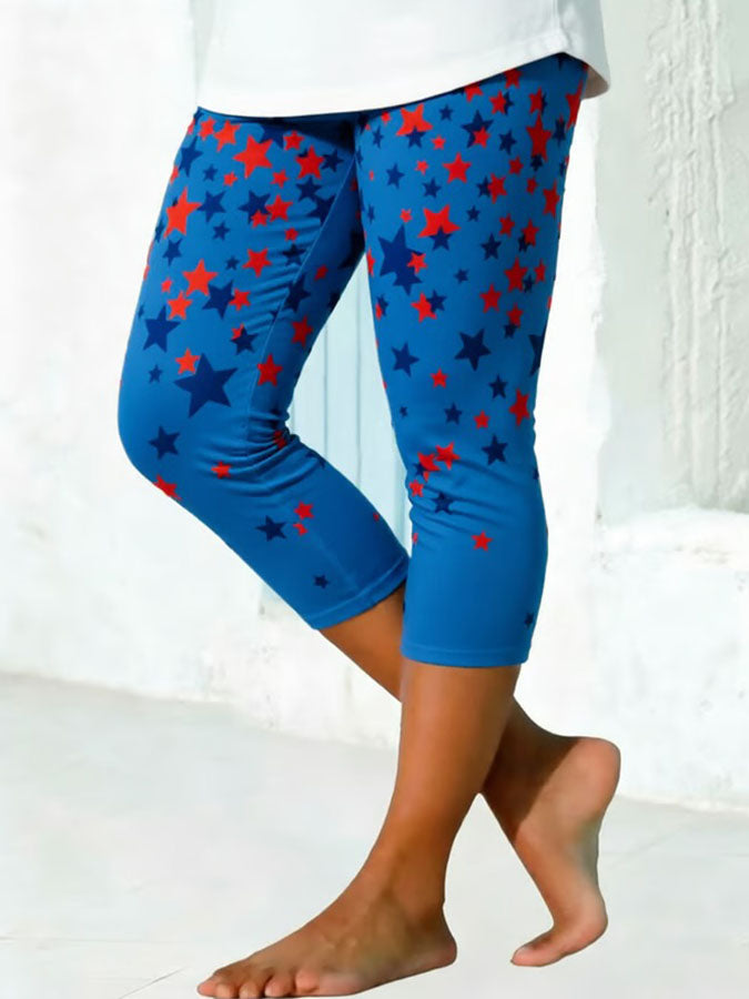 Women'S Retro Independence Day Flag Printed Leggings