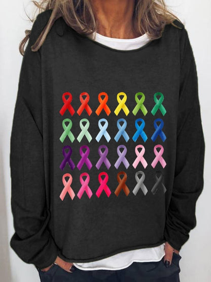 Women's Fight Cancer In All Colors Ribbon Sweatshirt
