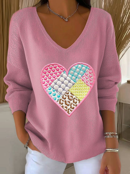 Women's Breast Cancer Awareness Pink Heart Print T-Shirt