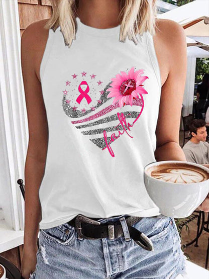 Women's Breast Cancer Print Casual Tank Top