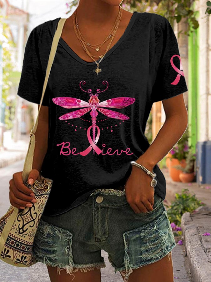 Women's Believe Breast Cancer Casual T-Shirt