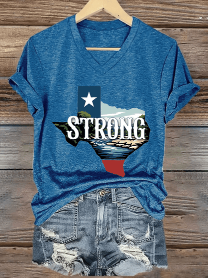 🙏💔Join us in praying for Texas.🙏Women's Texas Strong Print V-Neck T-Shirt