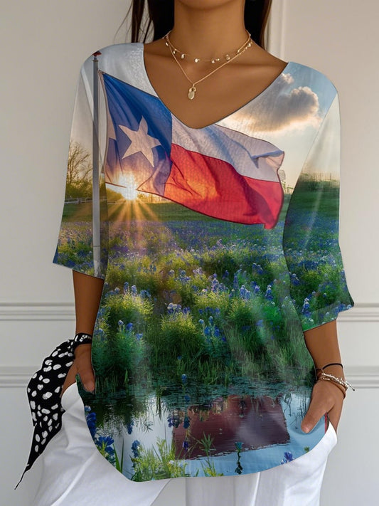 🙏💔Join us in praying for Texas.🙏Women's Texas Scenery Printed T-Shirt