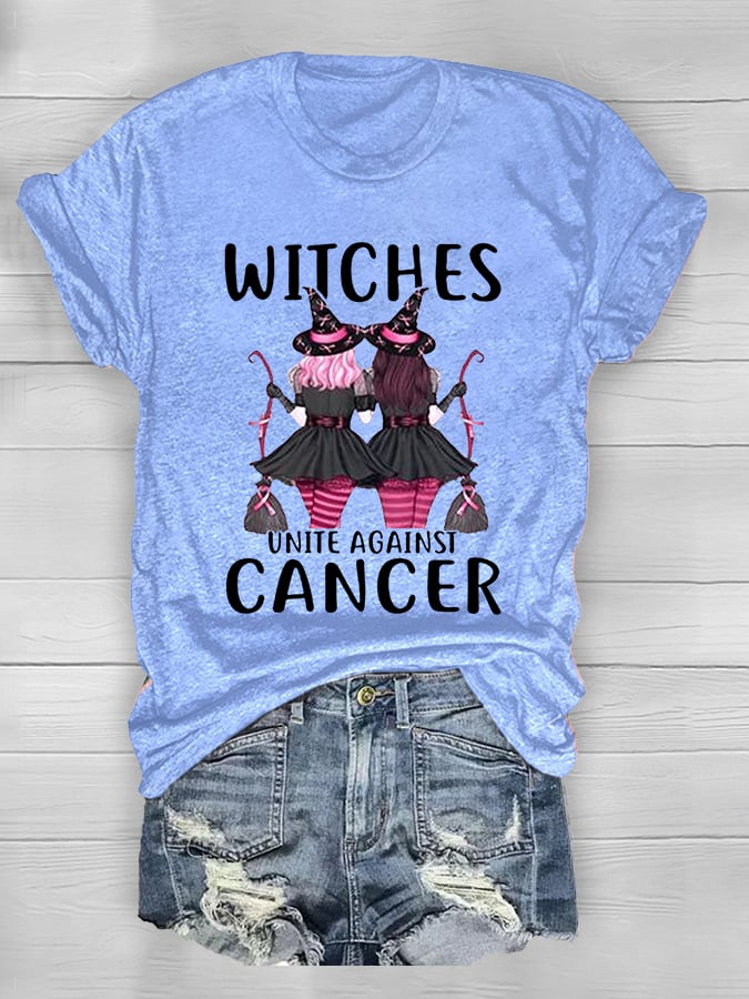 Women's Witches Unite Against Cancer Breast Cancer Awareness Tee
