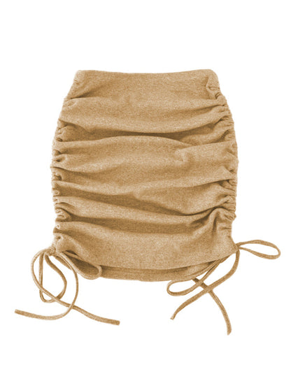 Women's Mini Skirt Black elastic adjustable with side drawstring