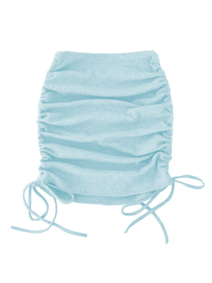 Women's Mini Skirt Black elastic adjustable with side drawstring