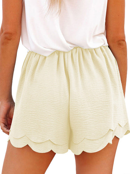 Women's Shorts layered elegant casual drawstring with belt
