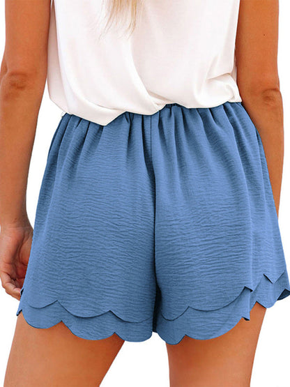 Women's Shorts layered elegant casual drawstring with belt