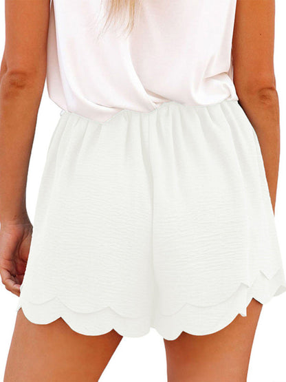 Women's Shorts layered elegant casual drawstring with belt