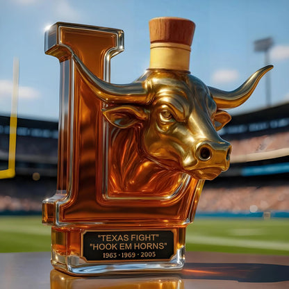 Texas Longhorns 3x NCAA Champions Whiskey Bottle